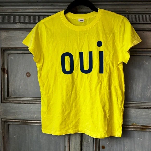 Clare V OUI Yellow Classic Tee Size XS